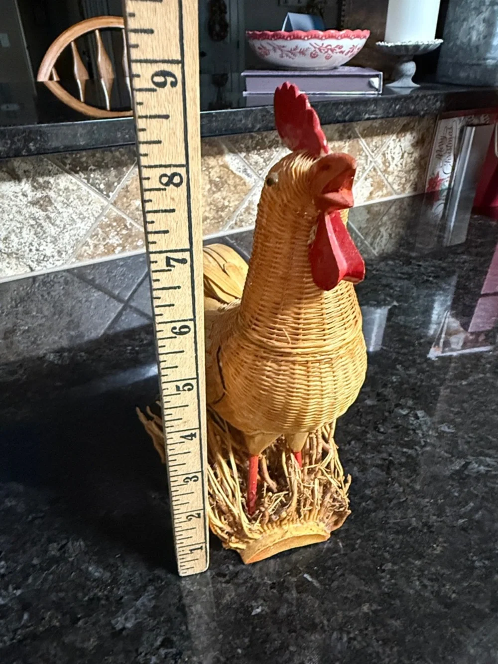 Kiangsi Handicrafts Rooster Chicken Basket With Lid Vintage